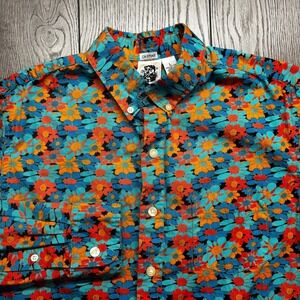 Vintage 1970s Kennington California Button Shirt Flowers Medium Hippy Disco Rare